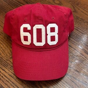 608 Wisconsin Red Baseball Cap with White Embroidery